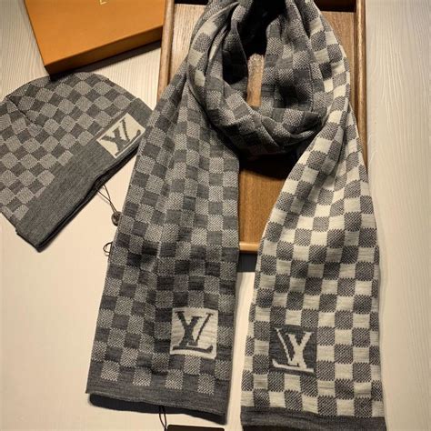 louis vuitton petit damier scarf replica|LV Petit Damier Scarf and Beanie wool set Grey .